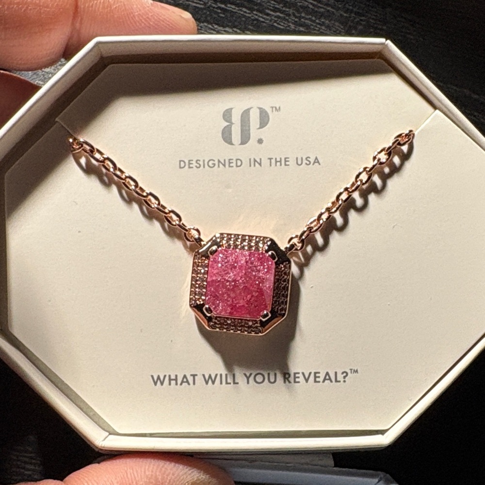 Pink Stone Pendant Necklace by BP